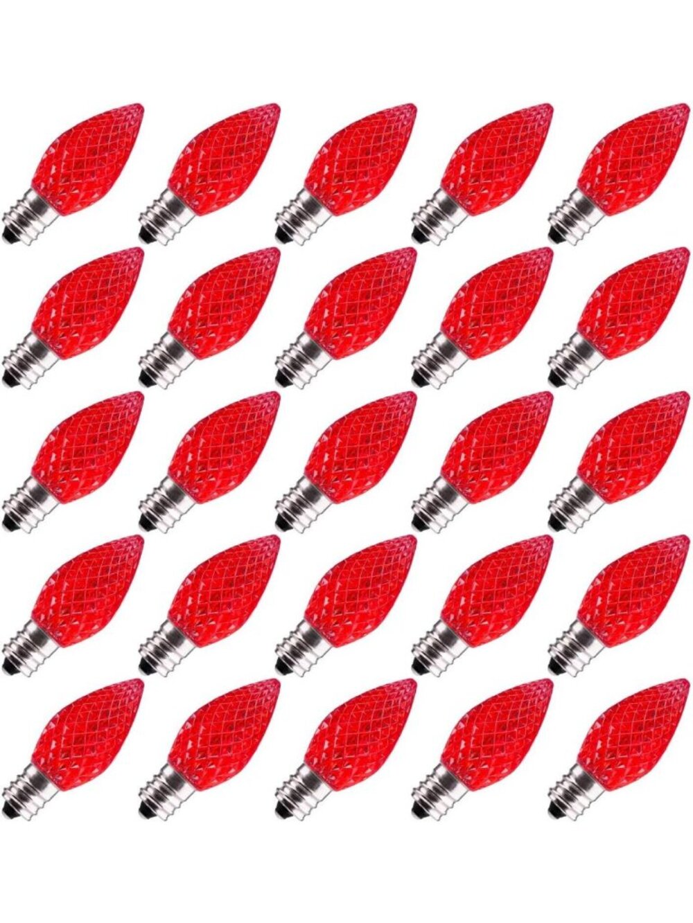 100 Pack Red C7 LED Replacement Bulbs - Shatterproof E12 Candelabra Base for